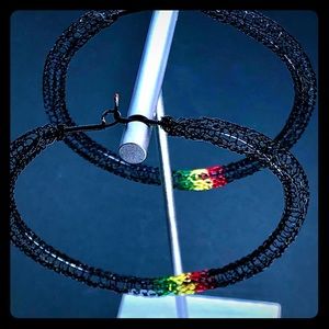 2.25” Handmade Lightweight Rasta Hoop Earrings